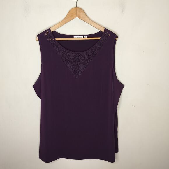 Susan Graver Liquid Knit Tank Purple Lace - Picture 1 of 8